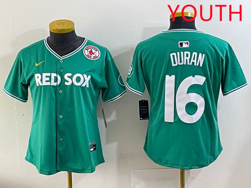 Youth 2025 Boston Red Sox #16 Duran Dark Green Joint Name Nike MLB Jersey style 9